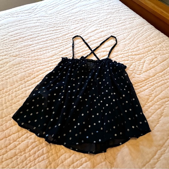 Abercrombie & Fitch Babydoll Cami Style Top Navy and Silver Polka Dot Large NWT - Picture 12 of 13